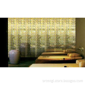 Gold Curve Stained Decorative Glass Partition For Salon Dec